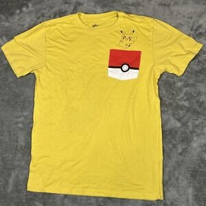 Pokemon Pikachu boys kids shirt yellow poke ball pocket 15/16